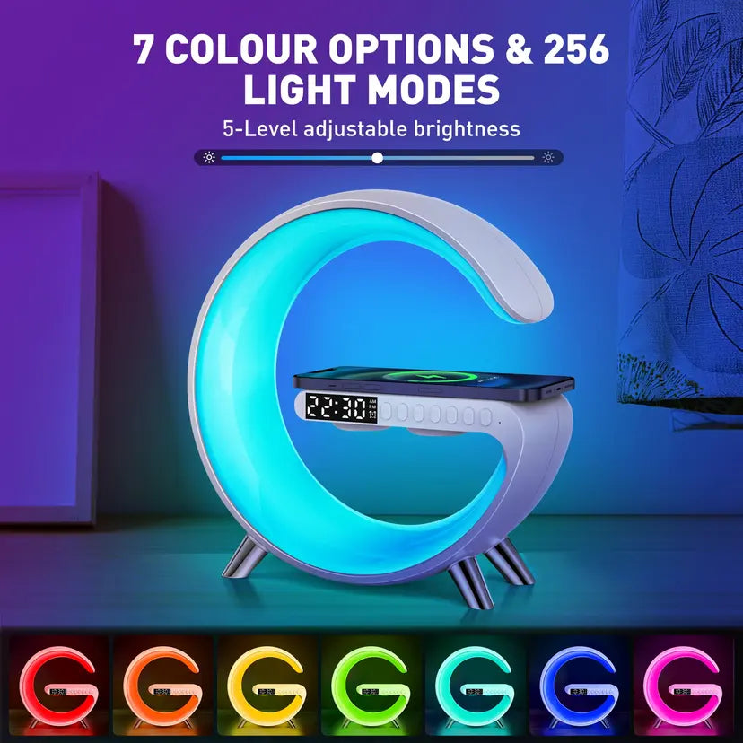 GPED Alarm Clock, Digital Alarm Clock Radio with Wireless  LED Table Lamp
