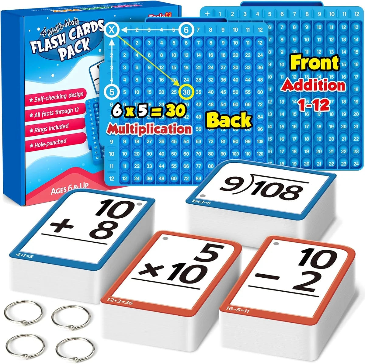 Multiplication Math Fidget Toy with Flash Cards