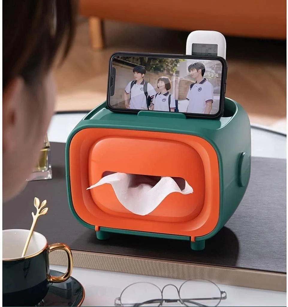 Retro TV Tissue Box & Desk Organizer